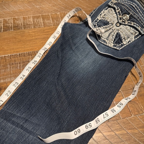 LA IDOL Juniors 9 Vintage Wash Skinny Jeans Embellished Frayed - Picture 6 of 13